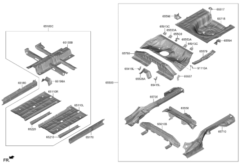 2022 Hyundai Elantra Member Assembly-Rear Floor,Ctr Diagram for 65630-AB001