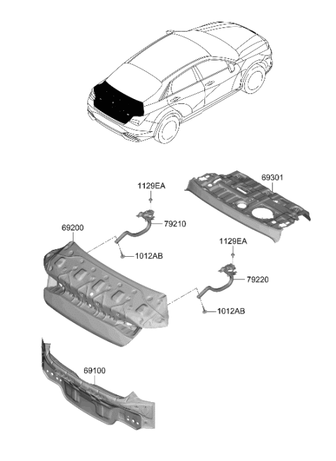 2021 Hyundai Elantra Panel Assembly-Rear Package Tray Diagram for 69300-AB010