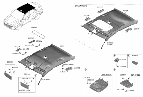 2022 Hyundai Elantra US Alabama made Sunvisor & Head Lining Diagram