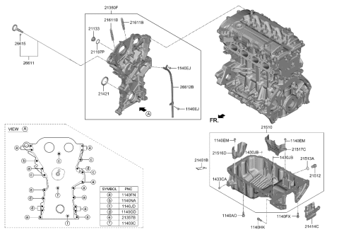 2023 Hyundai Elantra US Alabama made Belt Cover & Oil Pan Diagram 1
