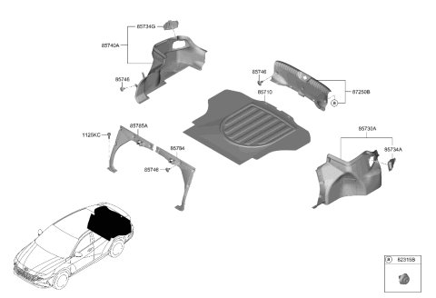 2021 Hyundai Elantra Mat Assembly-Luggage Covering Diagram for 85710-AB000-MC