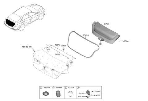 2021 Hyundai Elantra Bar Trunk Lid Hinge TORSION,RH Diagram for 81296-AB010