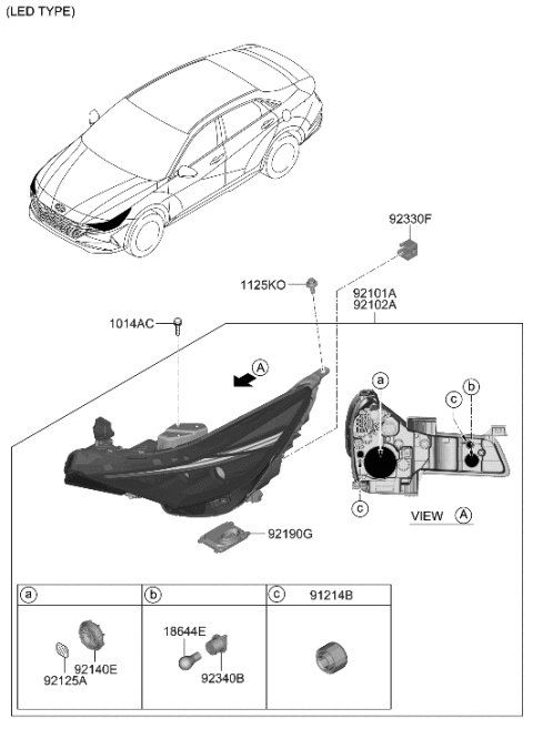 2023 Hyundai Elantra US Alabama made Head Lamp Diagram 2
