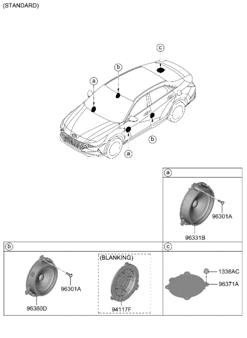2022 Hyundai Elantra US Alabama made Speaker Diagram 1