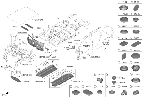 2021 Hyundai Elantra US Alabama made Isolation Pad & Plug Diagram