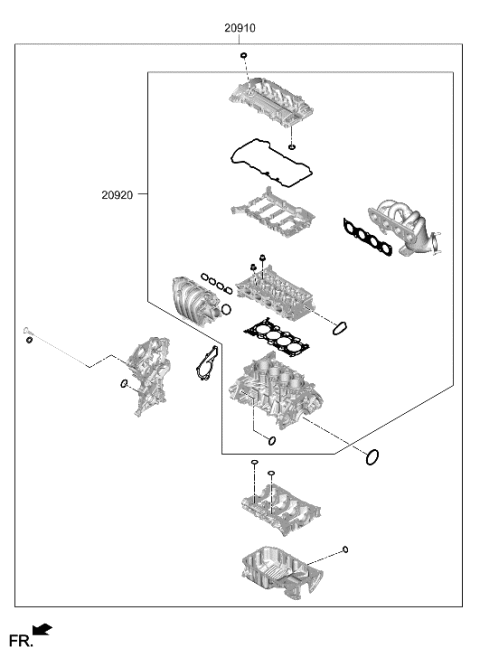 2021 Hyundai Elantra US Alabama made Engine Gasket Kit Diagram
