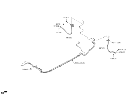 2023 Hyundai Elantra US Alabama made Brake Fluid Line Diagram 2