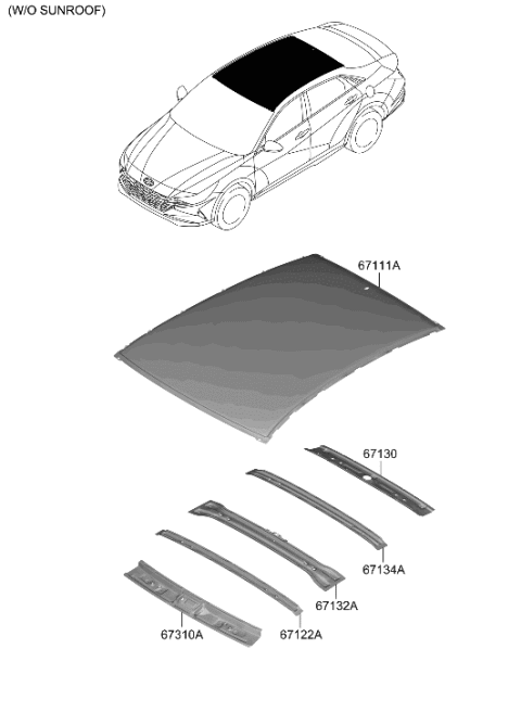 2022 Hyundai Elantra US Alabama made Roof Panel Diagram 1