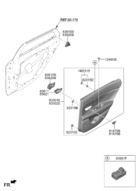 2021 Hyundai Elantra Housing-RR Dr I/S Handle RH Diagram for 83621-AA000-4X