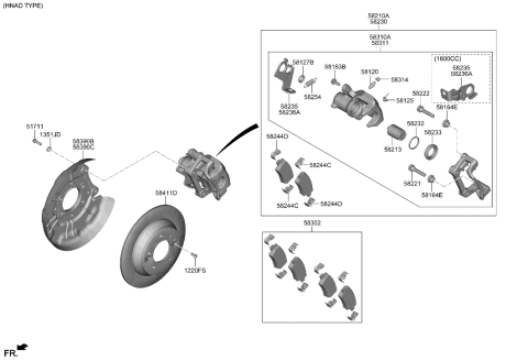 2022 Hyundai Elantra Brake Assembly-RR Wheel,LH Diagram for 58210-AB300