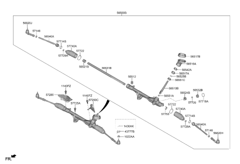 2010 Hyundai Accent INR Ball Joint Assembly Diagram for 56540-AA000