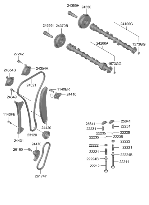 2022 Hyundai Elantra US Alabama made Camshaft & Valve Diagram