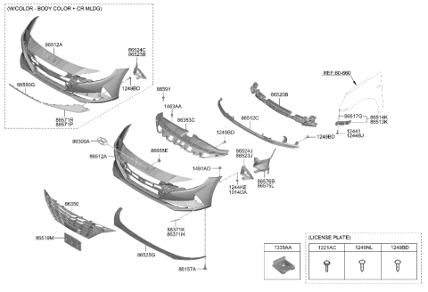 2010 Hyundai Accent Lip-Front Bumper Diagram for 86590-AB000