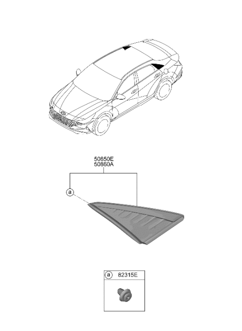 2022 Hyundai Elantra US Alabama made Quarter Window Diagram
