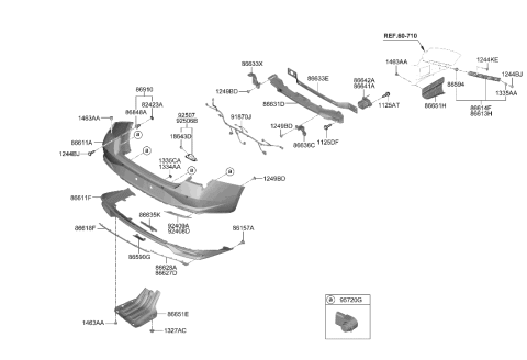 2022 Hyundai Elantra US Alabama made Rear Bumper Diagram