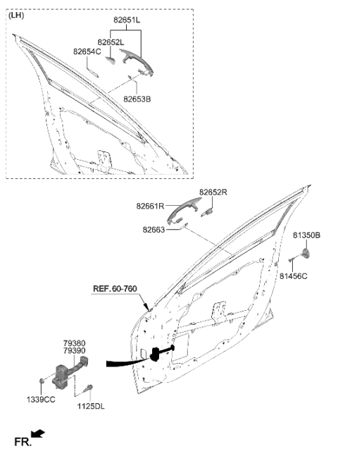 Hyundai Mobis OEM Front Door Handle Set LH & RH For Veracruz 2006-2009, Silver