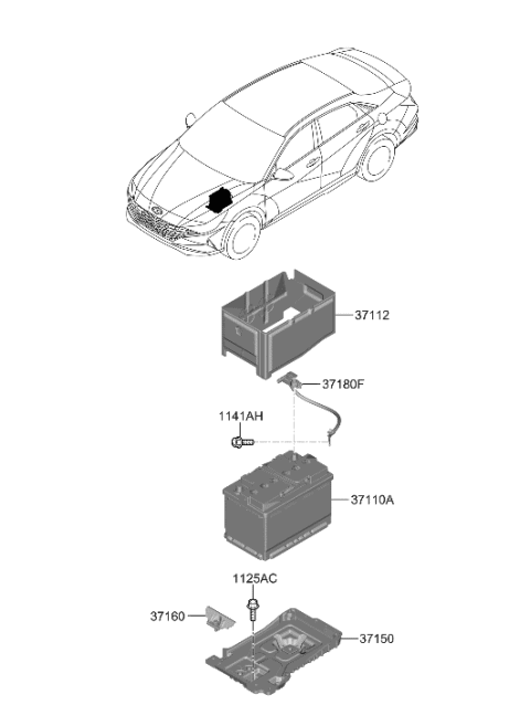 2022 Hyundai Elantra Insulation Pad-Battery Diagram for 37112-AB600