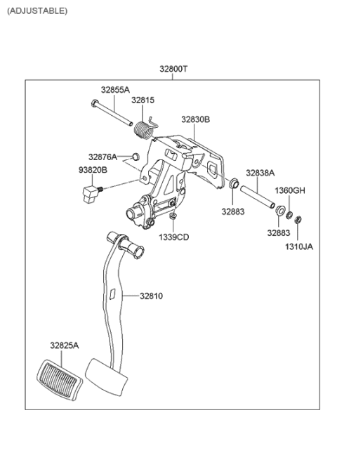 2006 Hyundai Azera Produced Before OCT.30.2006 Brake & Clutch Pedal Diagram 2