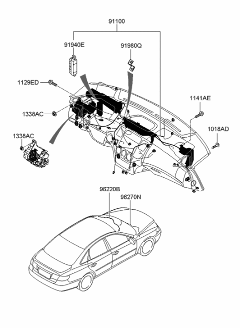 2005 Hyundai Azera Cable-Antenna Feeder Diagram for 96220-2H000