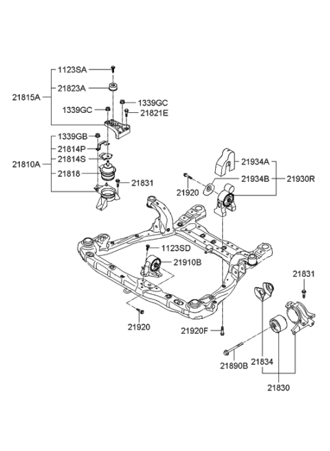 2006 Hyundai Azera Produced Before OCT.30.2006 Engine Mounting Diagram