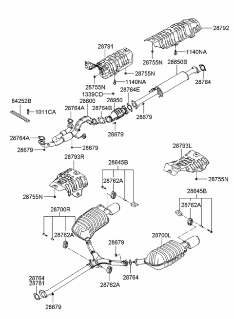 2006 Hyundai Azera Produced Before OCT.30.2006 Muffler & Exhaust Pipe Diagram