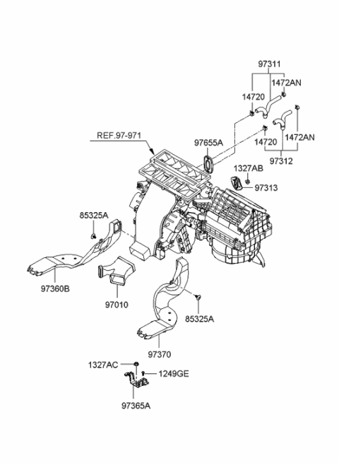 2005 Hyundai Azera Heater System-Duct & Hose Diagram