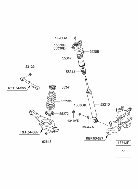 1994 Hyundai Sonata Rear Spring Pad,Lower Diagram for 55344-3K000