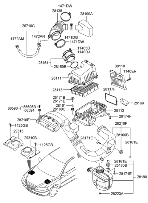 2006 Hyundai Azera Air Cleaner & Duct Diagram