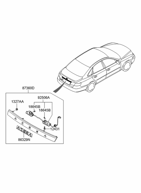 2006 Hyundai Azera Garnish Assembly-Back Panel Diagram for 87360-3L050