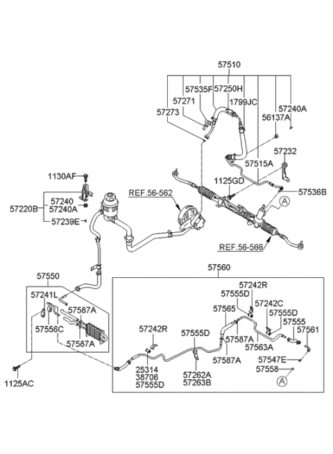 2006 Hyundai Azera Produced Before OCT.30.2006 Power Steering Oil Line Diagram