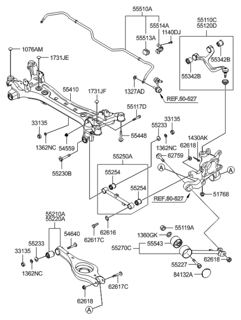 1993 Hyundai Sonata Bracket-Stabilizer Bar Diagram for 55514-3L000