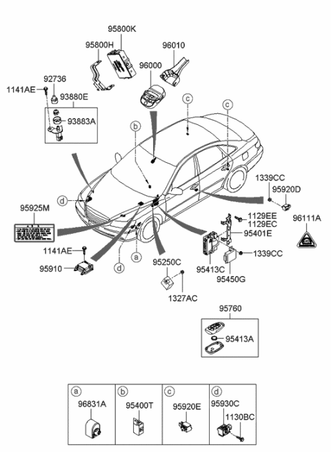 2005 Hyundai Azera Transmitter Assembly Diagram for 95430-3L020
