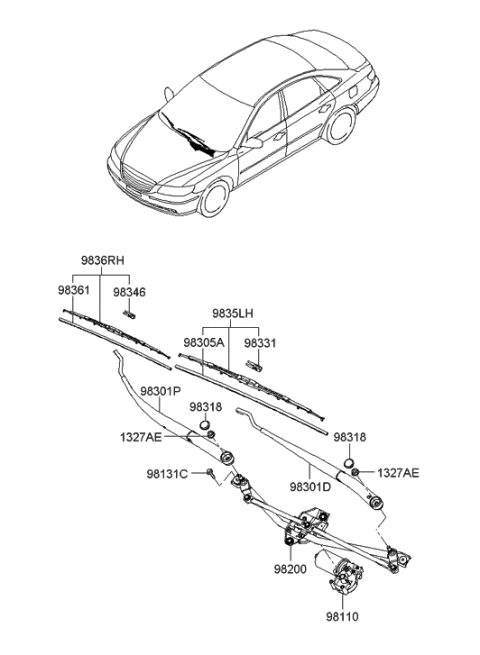 2005 Hyundai Azera Windshield Wiper Diagram 1