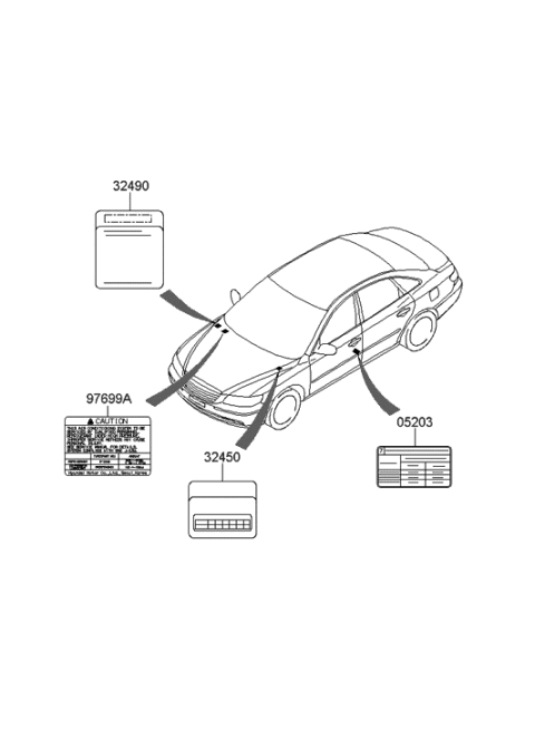 2005 Hyundai Azera Decal Diagram