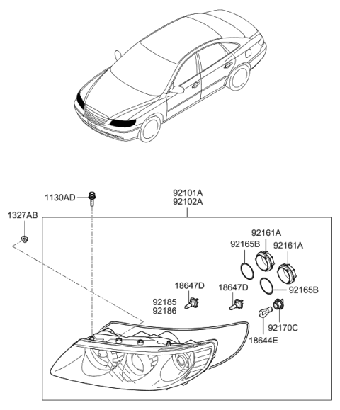 2006 Hyundai Azera Produced Before OCT.30.2006 Head Lamp Diagram