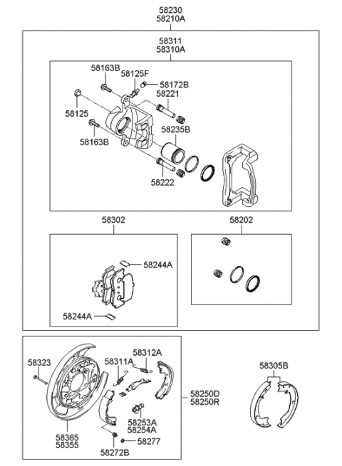 2005 Hyundai Azera Car Care Rear Disc Brak Pad Kit Diagram for S5830-23KA1-1NA