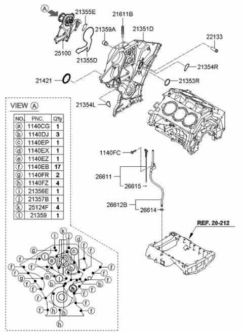 2005 Hyundai Azera Timing Cover & Oil Pump Diagram