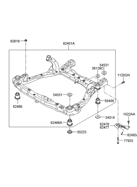 2006 Hyundai Azera Produced Before OCT.30.2006 Front Suspension Crossmember Diagram
