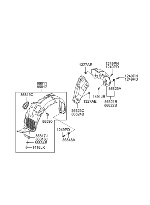 2006 Hyundai Azera Produced Before OCT.30.2006 Wheel Gaurd Diagram