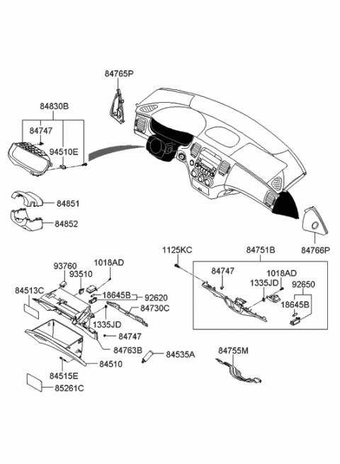 2005 Hyundai Azera Crash Pad Diagram 2