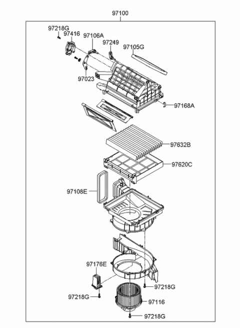2006 Hyundai Azera Produced Before OCT.30.2006 Heater System-Heater & Blower Diagram 2