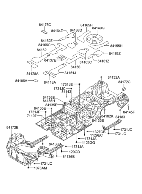 2005 Hyundai Azera Pad-ANTIVIBRATION Wheel House INEER,Front Diagram for 84173-3L000