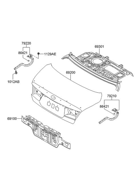 2005 Hyundai Azera Trunk Lid & Back Panel Diagram