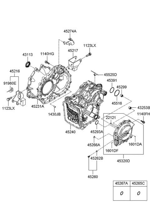 2006 Hyundai Azera Produced Before OCT.30.2006 Auto Transmission Case Diagram 1
