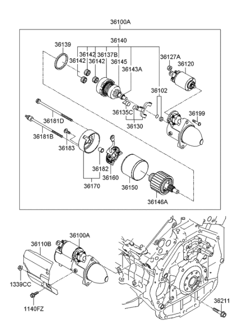 2006 Hyundai Azera Produced Before OCT.30.2006 Starter Motor Diagram