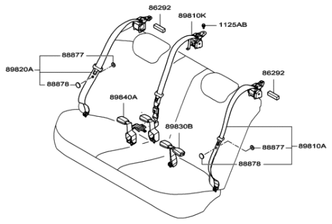 2005 Hyundai Azera Stopper-Seat Belt Upper Diagram for 88877-2F500-X6