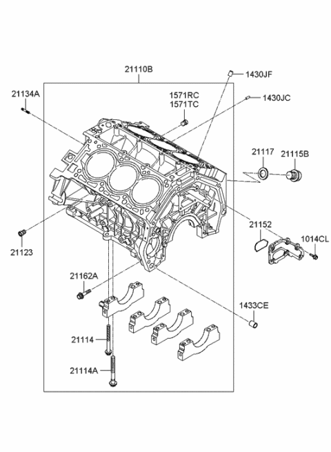 2006 Hyundai Azera Produced Before OCT.30.2006 Cylinder Block & Oil Pan Diagram 1