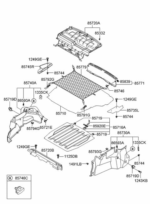 2005 Hyundai Azera Handle Assembly-Cover Diagram for 85746-2C500-WK