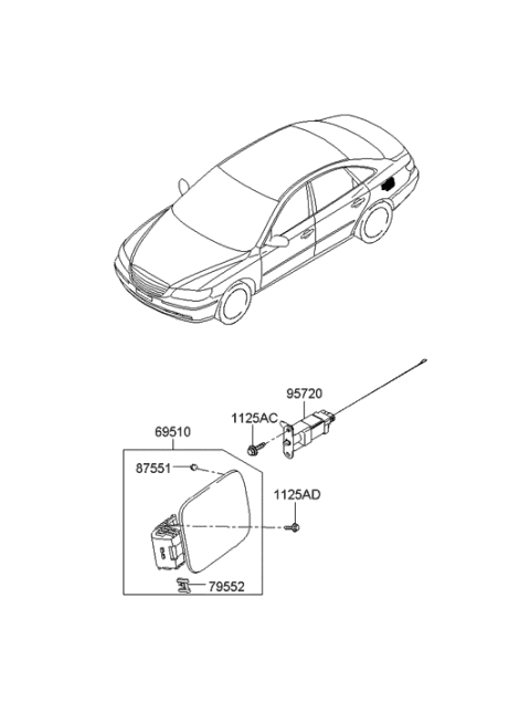 2006 Hyundai Azera Produced Before OCT.30.2006 Fuel Filler Door Diagram