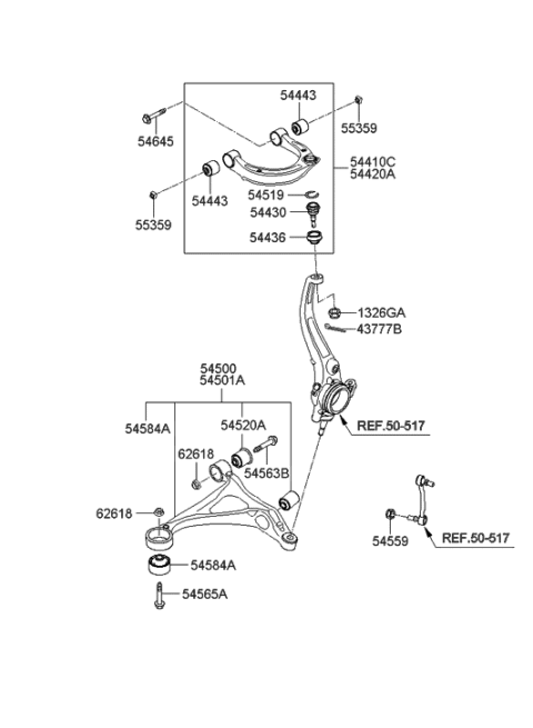 2006 Hyundai Azera Front Suspension Lower Arm Diagram